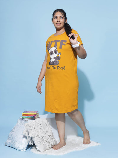 Hosiery Cotton Short Nighty Plus Size Bold Yellow