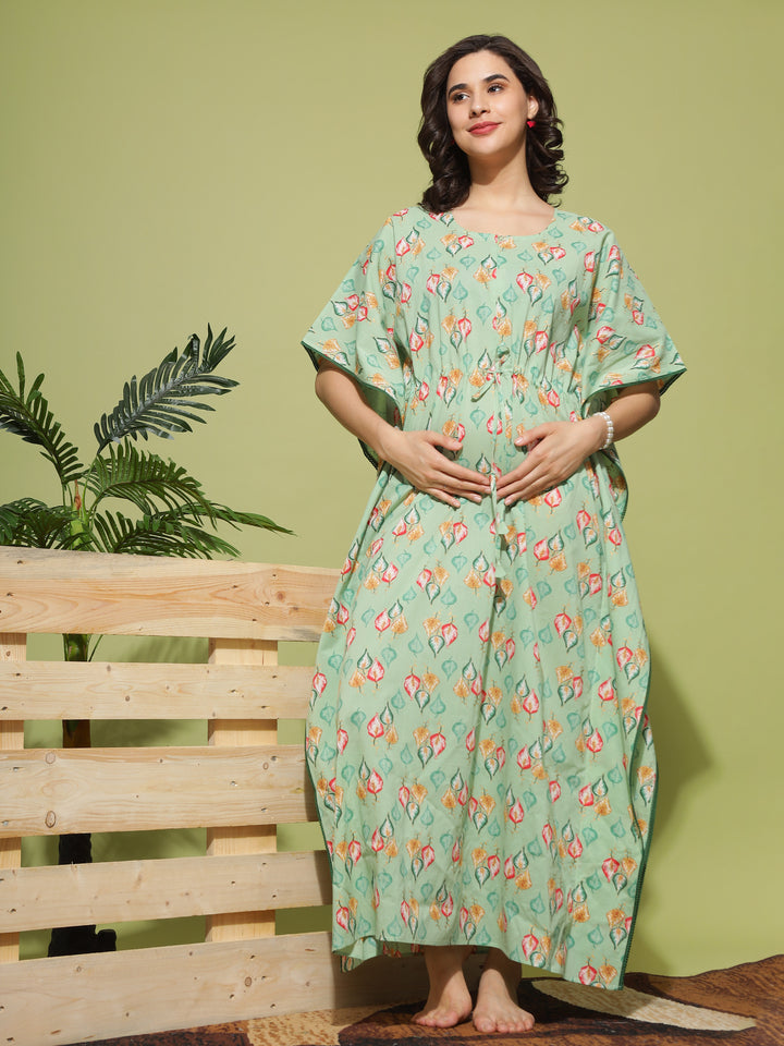 Maternity Kaftan Dress: Combining Style and Functionality for New Moms - Green
