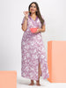 Leaf Purple: Poly Viscose House Coat with Regal Foliage