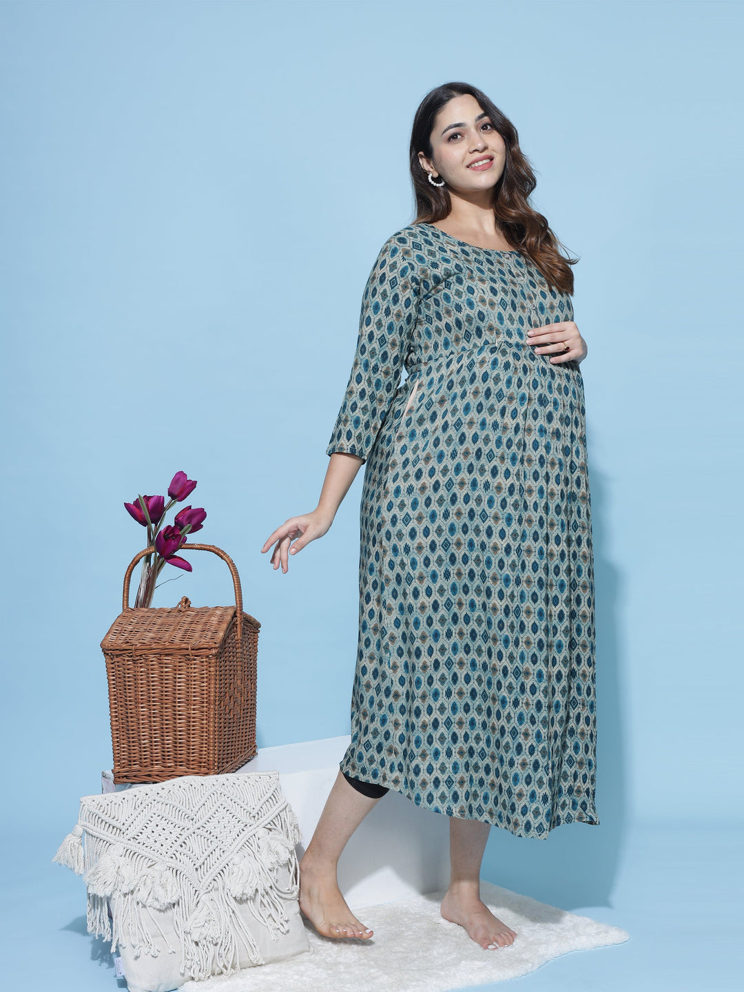  Maternity Dress  Buy Trendy Bottle Green Maternity Dress at Great Price Online- 9shines label 