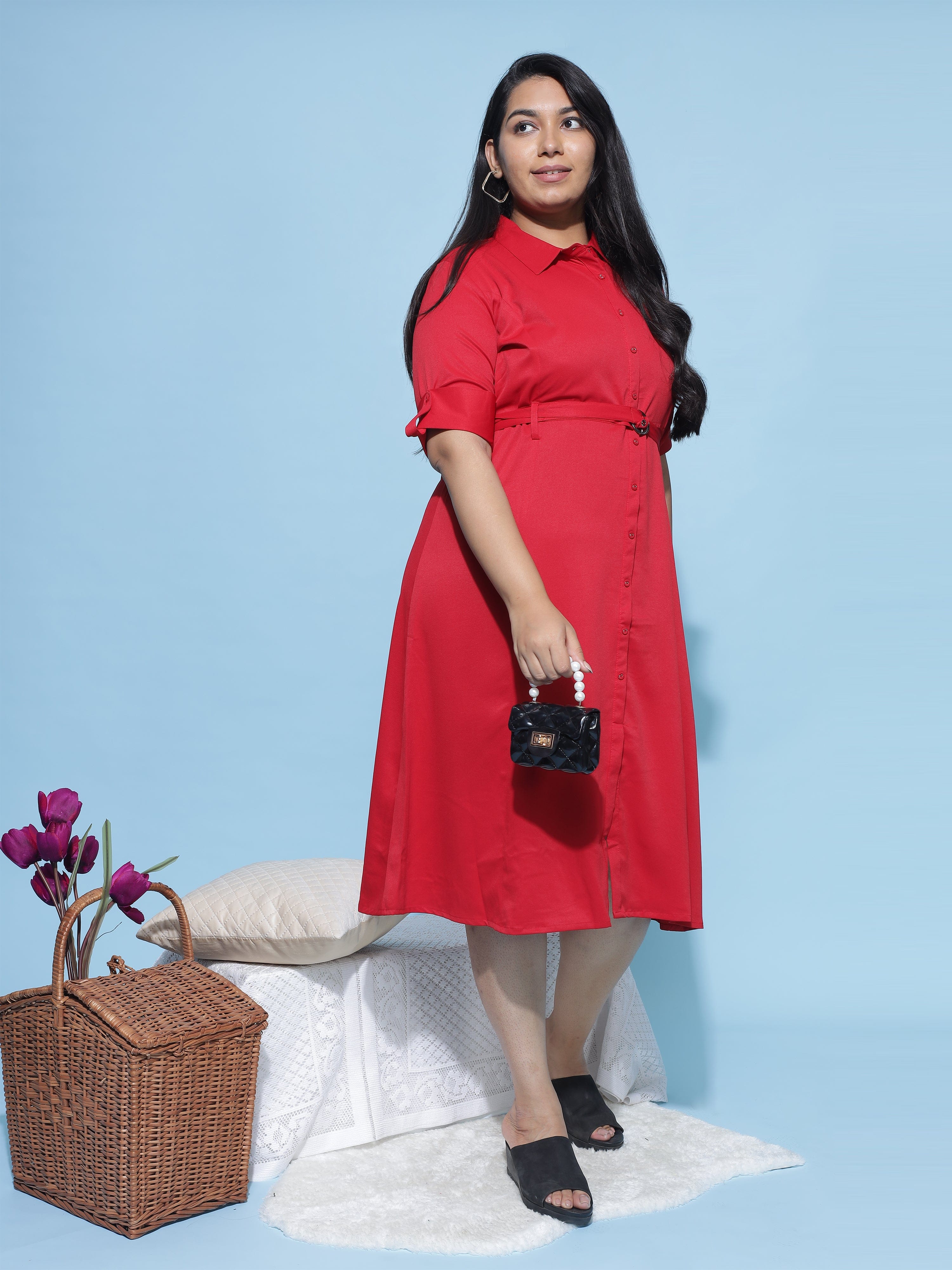 Buy Women Black Print Calf-Length Casual Dress Online - 281503 | Van Heusen