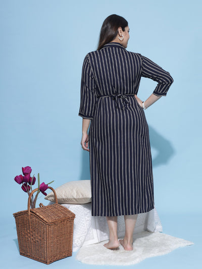Rayon Maternity Feeding Dress White & Blue