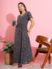 Soft Deep Grey Pleated Nightdress for Relaxed Lounging