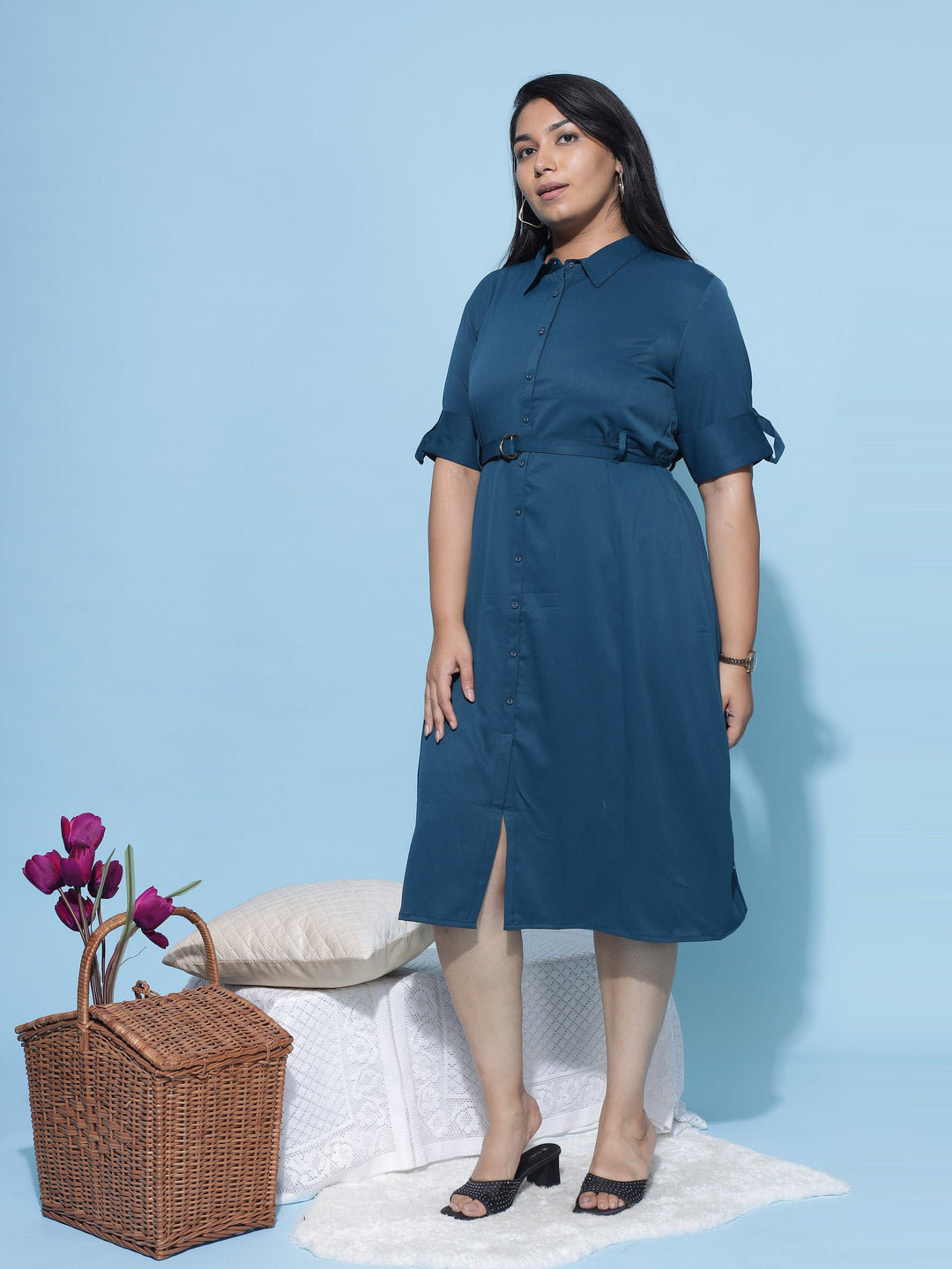  Casual Dresses  Plus Size Dresses India - Buy Steel Blue Dress Online In India- 9shines label 