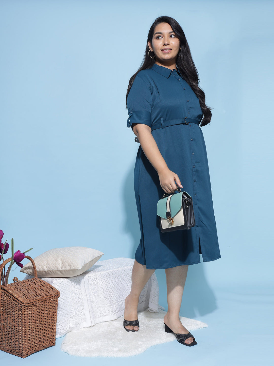  Casual Dresses  Plus Size Dresses India - Buy Steel Blue Dress Online In India- 9shines label 