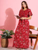 Alpine Designer Nighty in Red Floral Print for Women