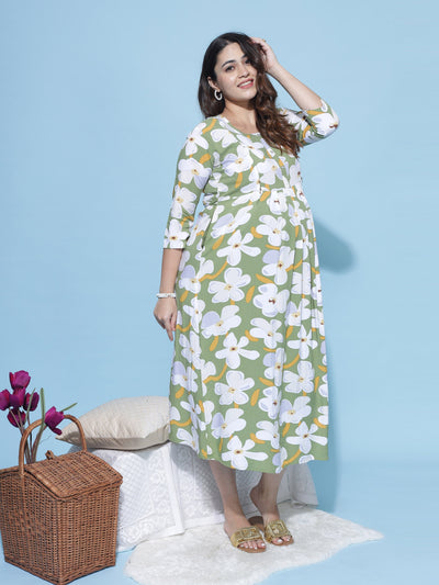 Rayon Maternity Feeding Dress Mint Green