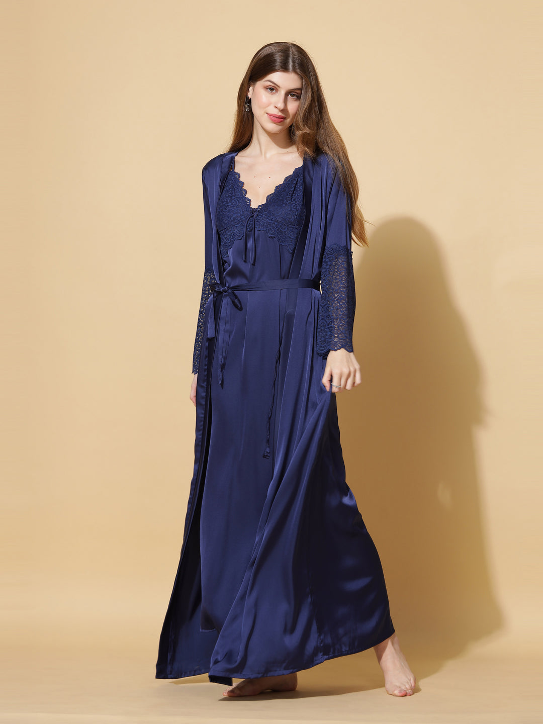  Long Robe Long Gown  Memorable Nights: Snip Our Sexy Long Robe in Electric Blue- 9shines label 