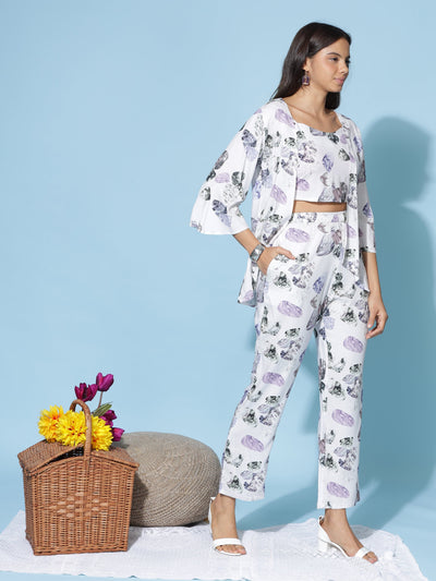 Rayon 3-PC Co-Ords Set Lavander
