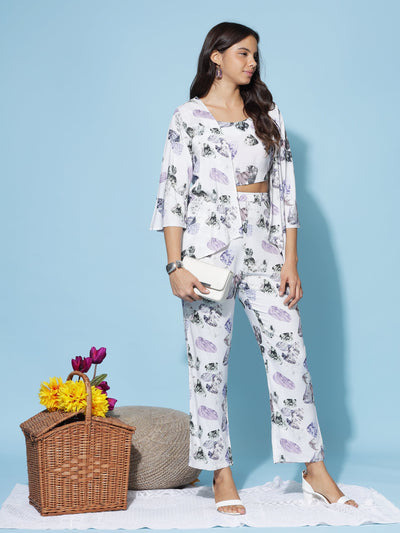 Rayon 3-PC Co-Ords Set Lavander