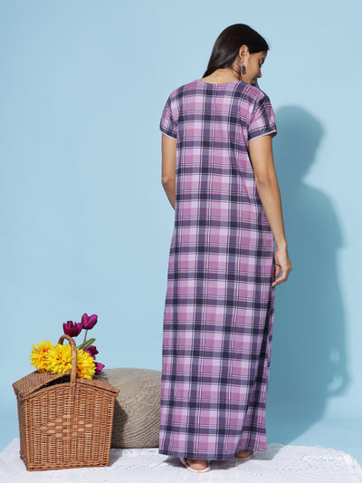 Hosiery Cotton Designer Purple Nighty