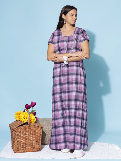 Hosiery Cotton Designer Purple Nighty