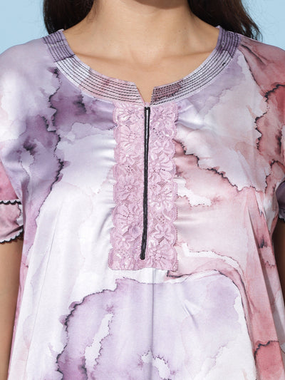 Satin Designer Peach Purple Nighty