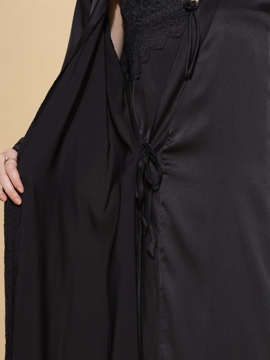 Shop Black Bridal Nighty Dress With Long Robe Gown Online 9shines label Shop Black Bridal Nighty Dress With Long Robe Gown Online 9shines label
