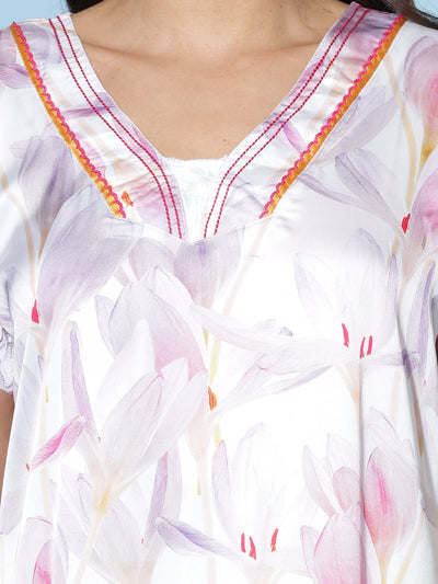 Satin Designer Lavander Nighty
