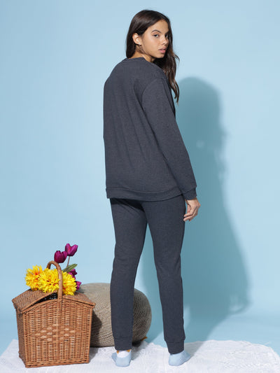 Charcoal Grey Hosiery Cotton Track Suit