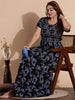 Midnight Blue Rayon Smocked Frock Nighty for Women