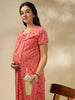 Georgia Peach Cotton Blend Maternity Nighty for Women