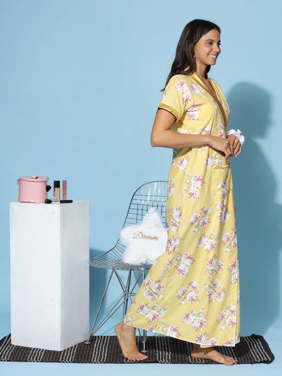 Viscose Blend House Coat Yellow