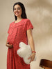 Peachy Pink Cotton Blend Feeding Nighty for Women