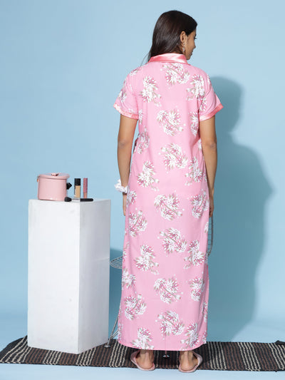 Viscose Blend House Coat Light Pink