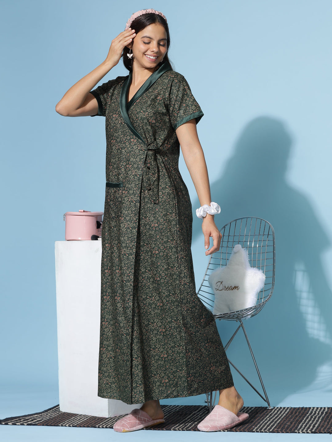  House Coat  Housecoat For Women - Shop Green Housecoat For Women Online- 9shines label 