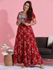 Turkey Red Rayon Smocked Frock Nighty for Women