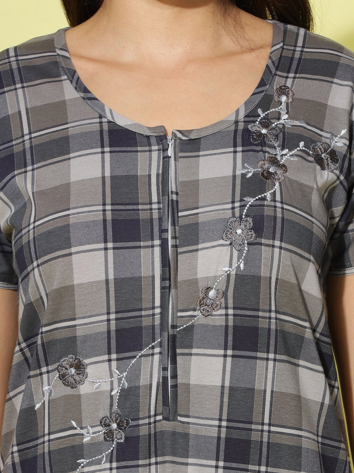 Hosiery Cotton Designer Black Grey Nighty