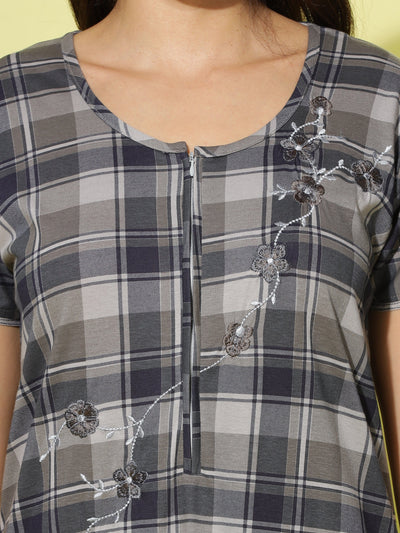 Hosiery Cotton Designer Black Grey Nighty