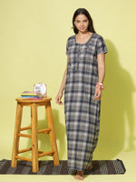 Hosiery Cotton Black Grey Designer Nighty