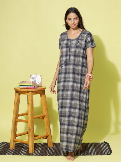 Hosiery Cotton Designer Black Grey Nighty