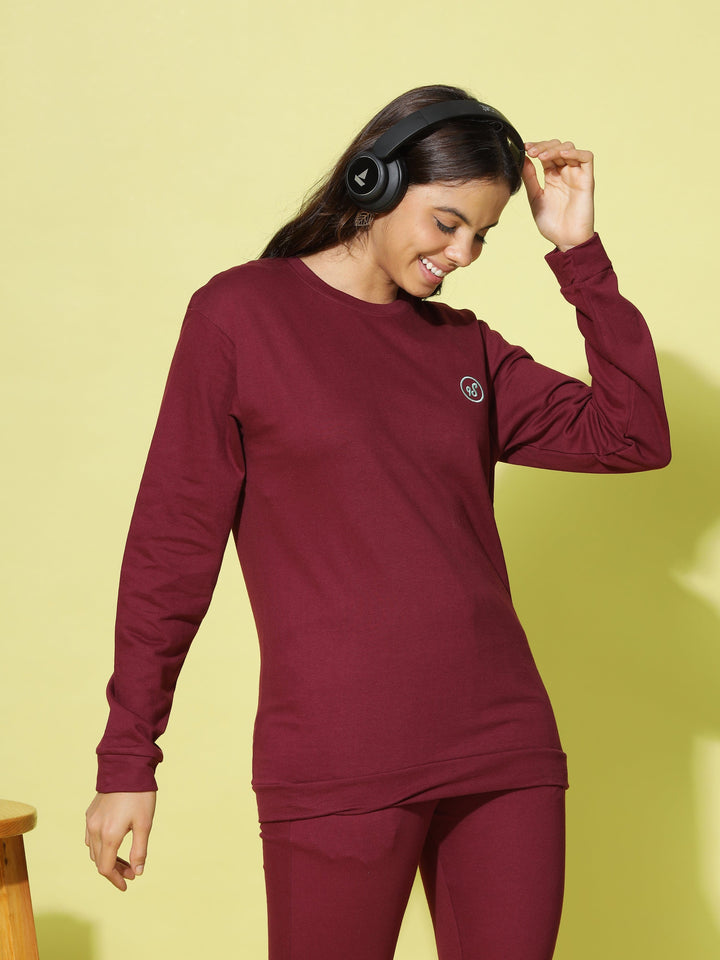 Maroon Hosiery Cotton Track Suit - 9shines label