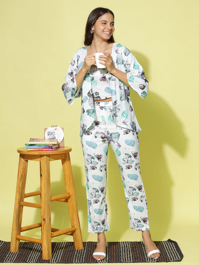 Rayon 3-PC Co-Ords Set Sky Blue