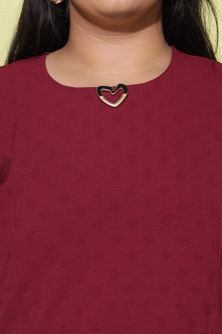  Casual Tops  Plus Size Tops - Shop Trendy Maroon Polyster Top Online- 9shines label 