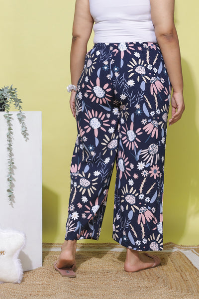 Rayon Plus Size Palazzo Pants Midnight Blue