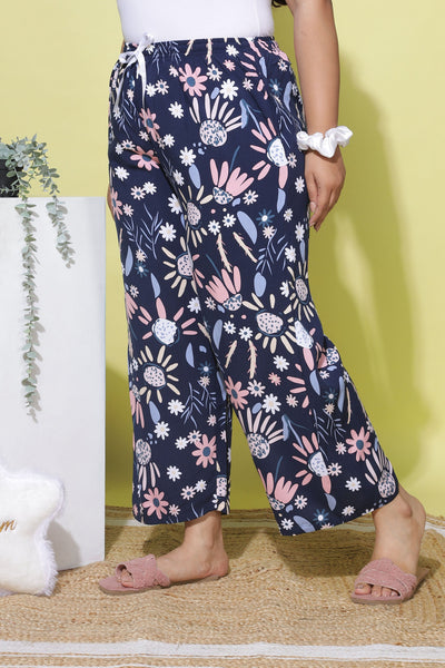 Rayon Plus Size Palazzo Pants Midnight Blue