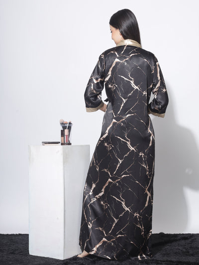Satin Marble Black House Coat