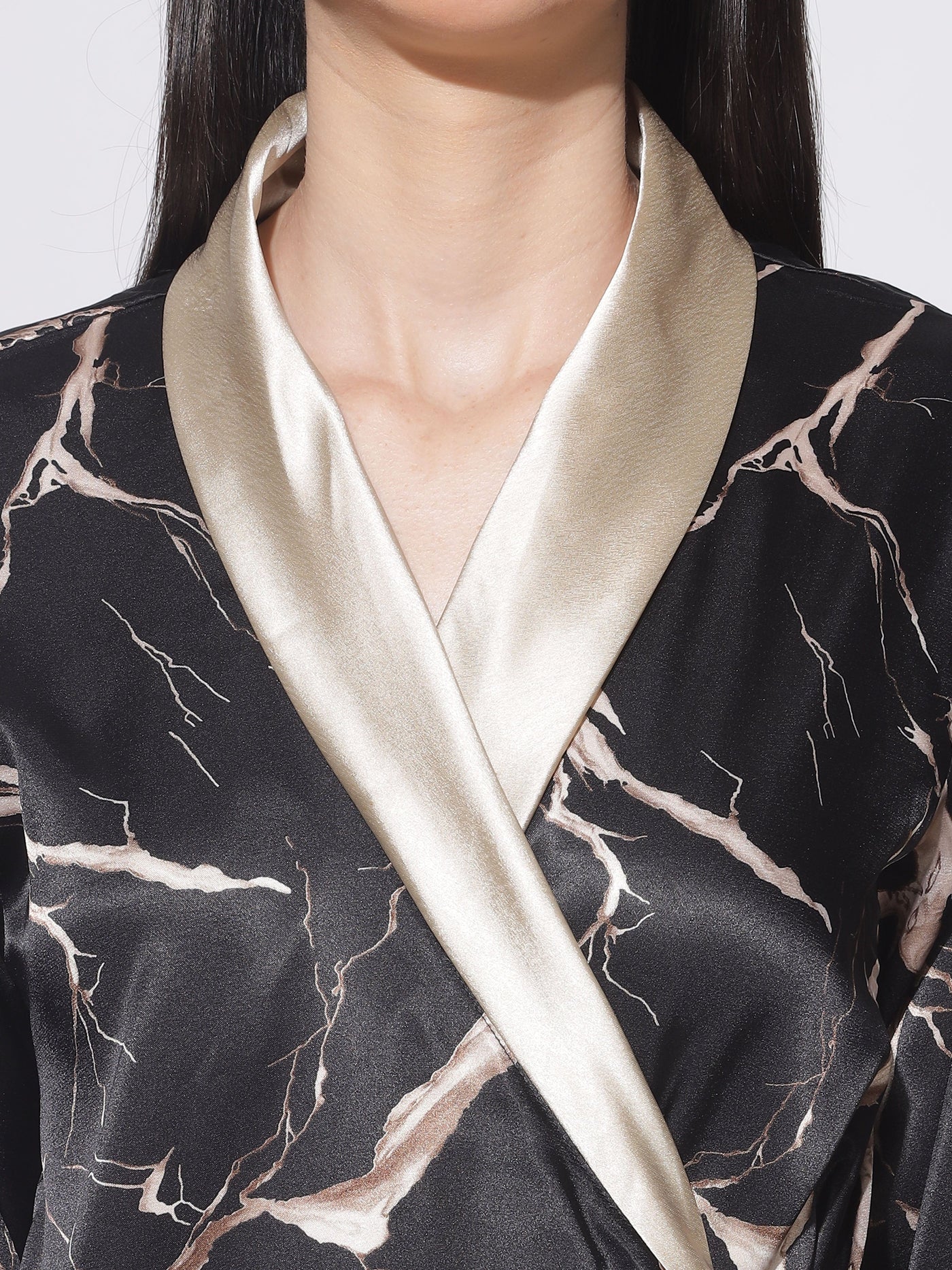 Satin Marble Black House Coat