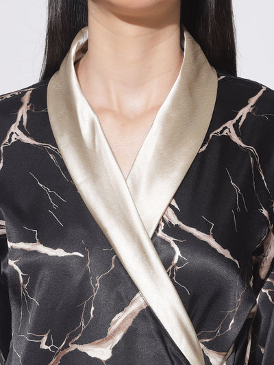 Satin Marble Black House Coat