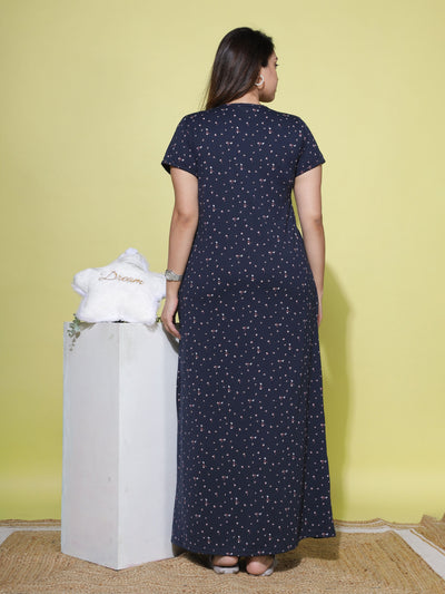 Cotton Blend Maternity Feeding Berry Blue Nighty
