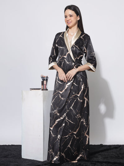 Satin Marble Black House Coat