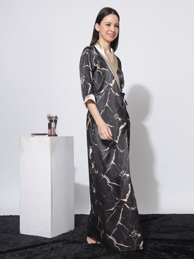 Satin Marble Black House Coat