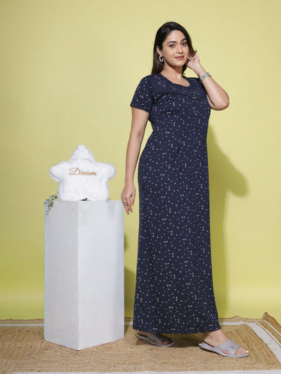 Cotton Blend Maternity Feeding Berry Blue Nighty