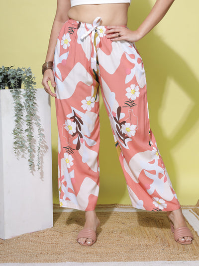 Rayon Plus Size Palazzo Pants Peach