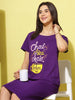 Breathable Cotton Purple Knee Length Short Nightdress