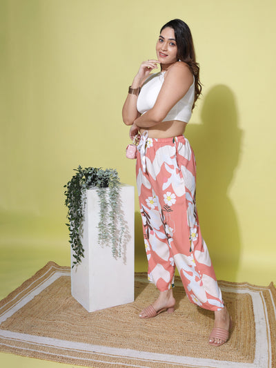 Rayon Plus Size Palazzo Pants Peach