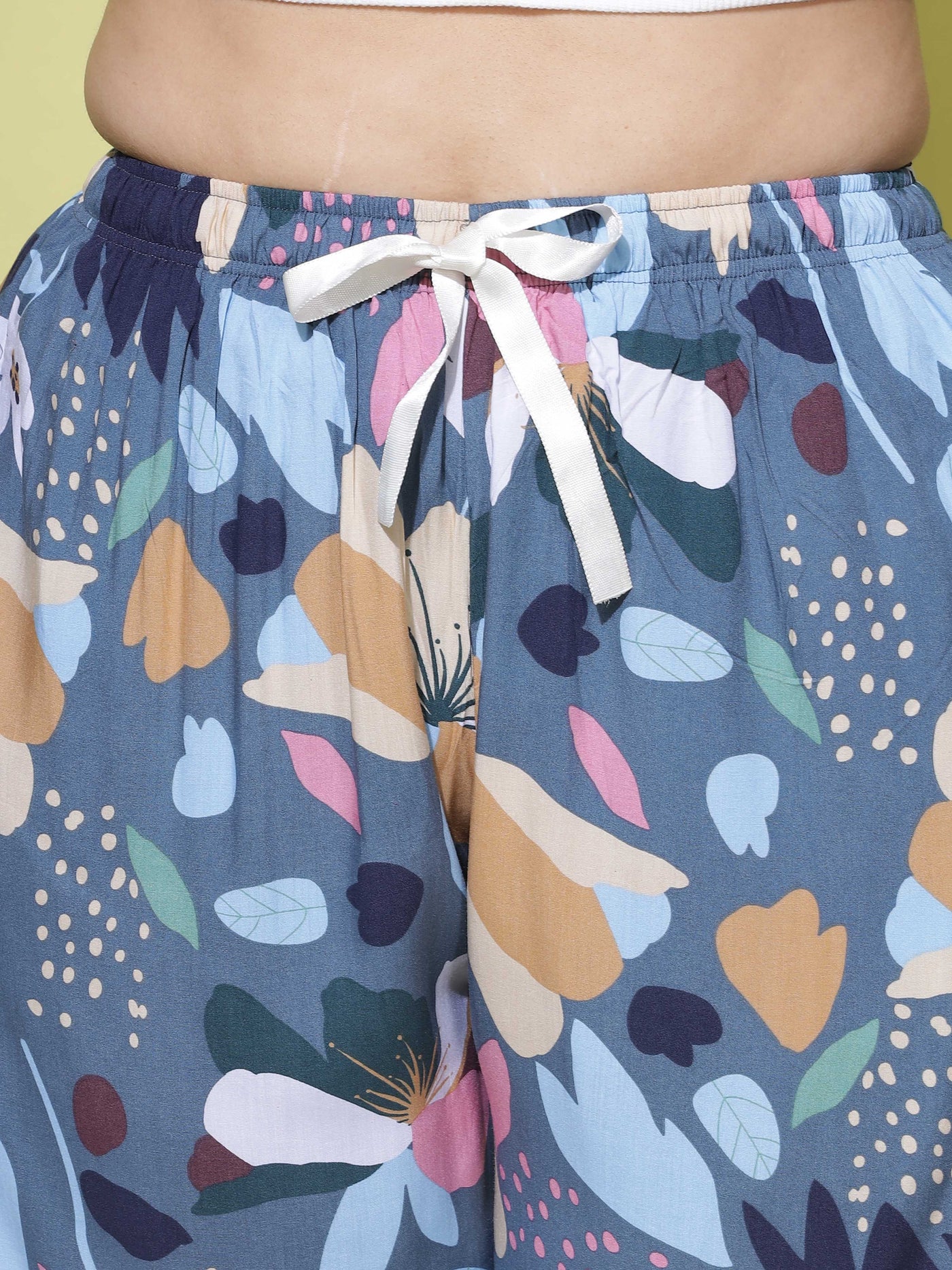 Rayon Plus Size Palazzo Pants Denim Blue