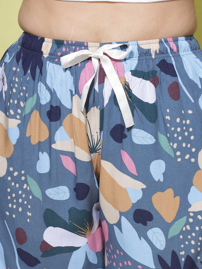 Rayon Plus Size Palazzo Pants Denim Blue