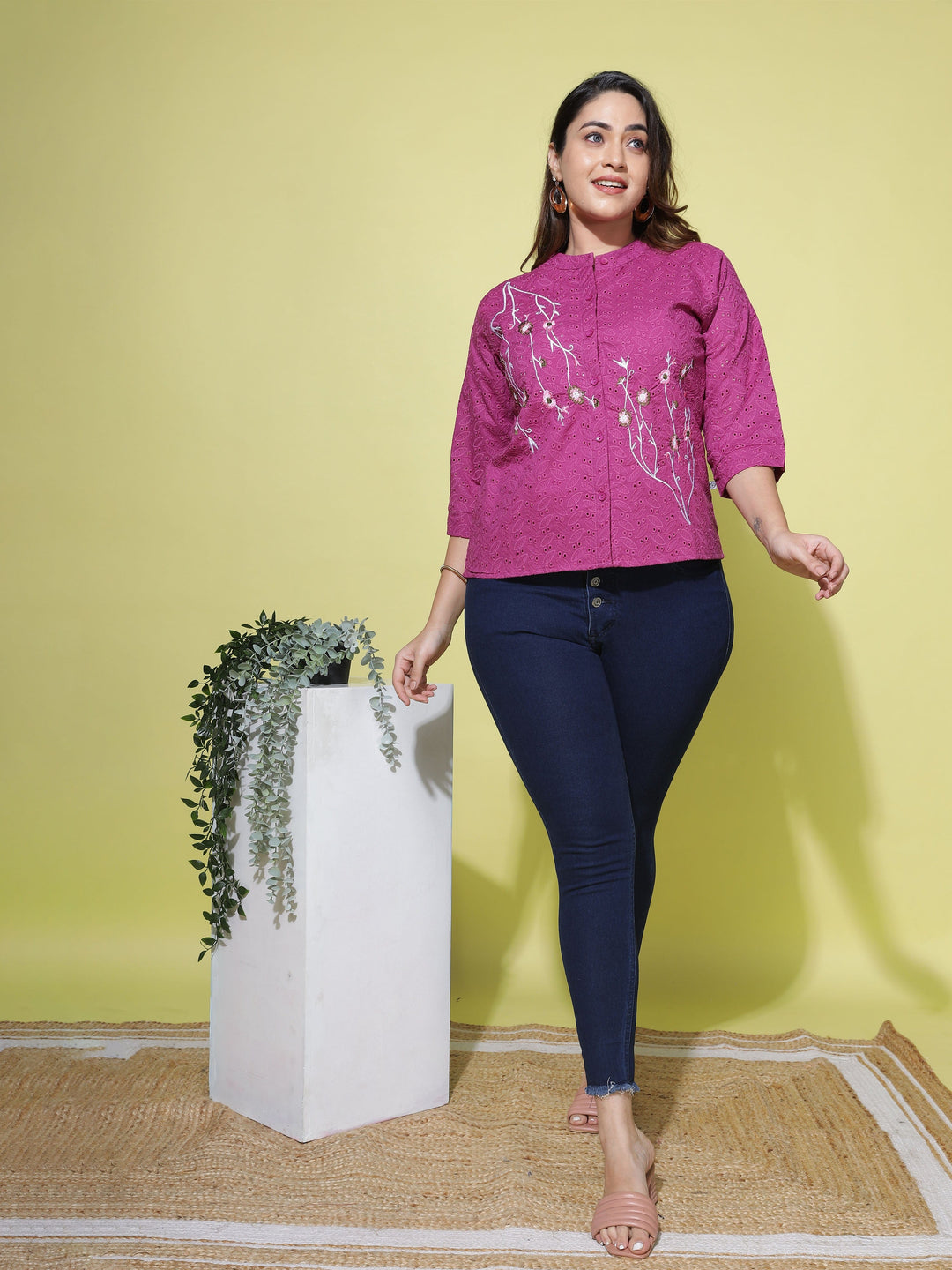  Casual Tops  Stylish Plus Size Tops - Shop Violet Cotton Top Online- 9shines label 