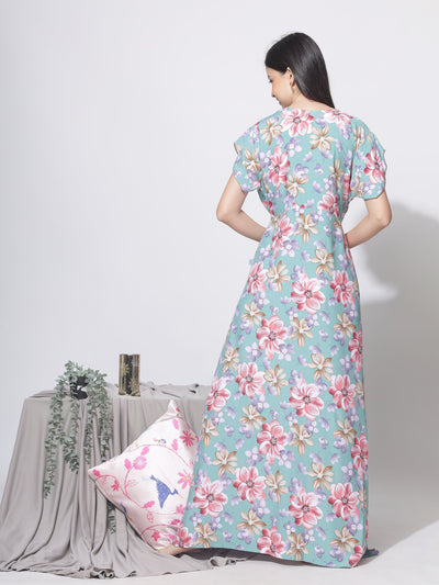 Rayon Designer Nighty Green